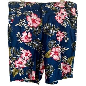 Public Record Men’s Navy Blue Hawaiian 100% Cotton Shorts Size 34W Regular Fit